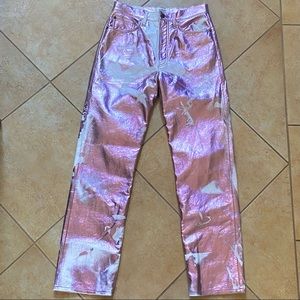 rare agolde sample pants 90s pinch pink metallic